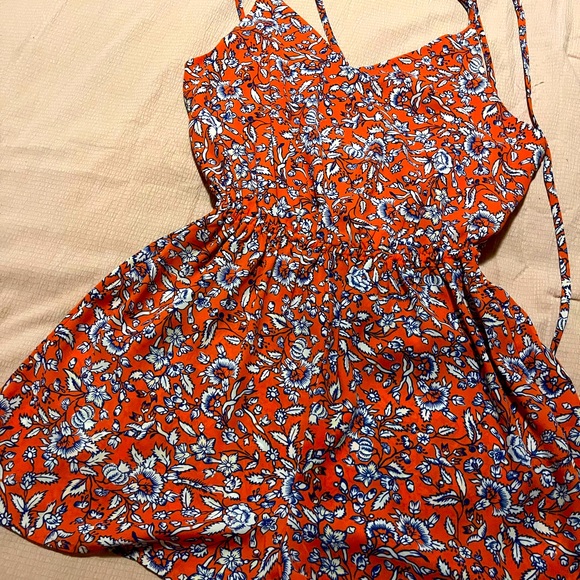 AQUA Orange & Blue Foral Romper - Picture 2 of 5